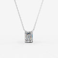 Classic Emerald Solitaire Pendant in 18K White Gold
