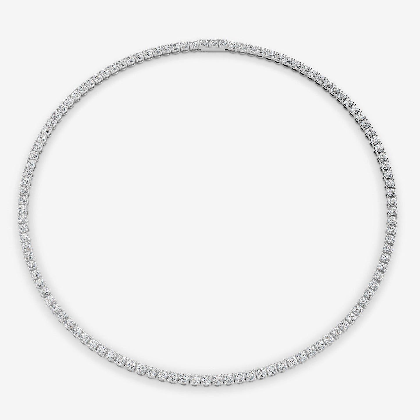 Non Graduated Classic 35 Carat Tennis Necklace in 18K White Gold