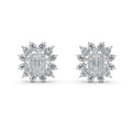 Flower Earrings in Emerald-cut and Marquise shaped Diamond in 18K White Gold