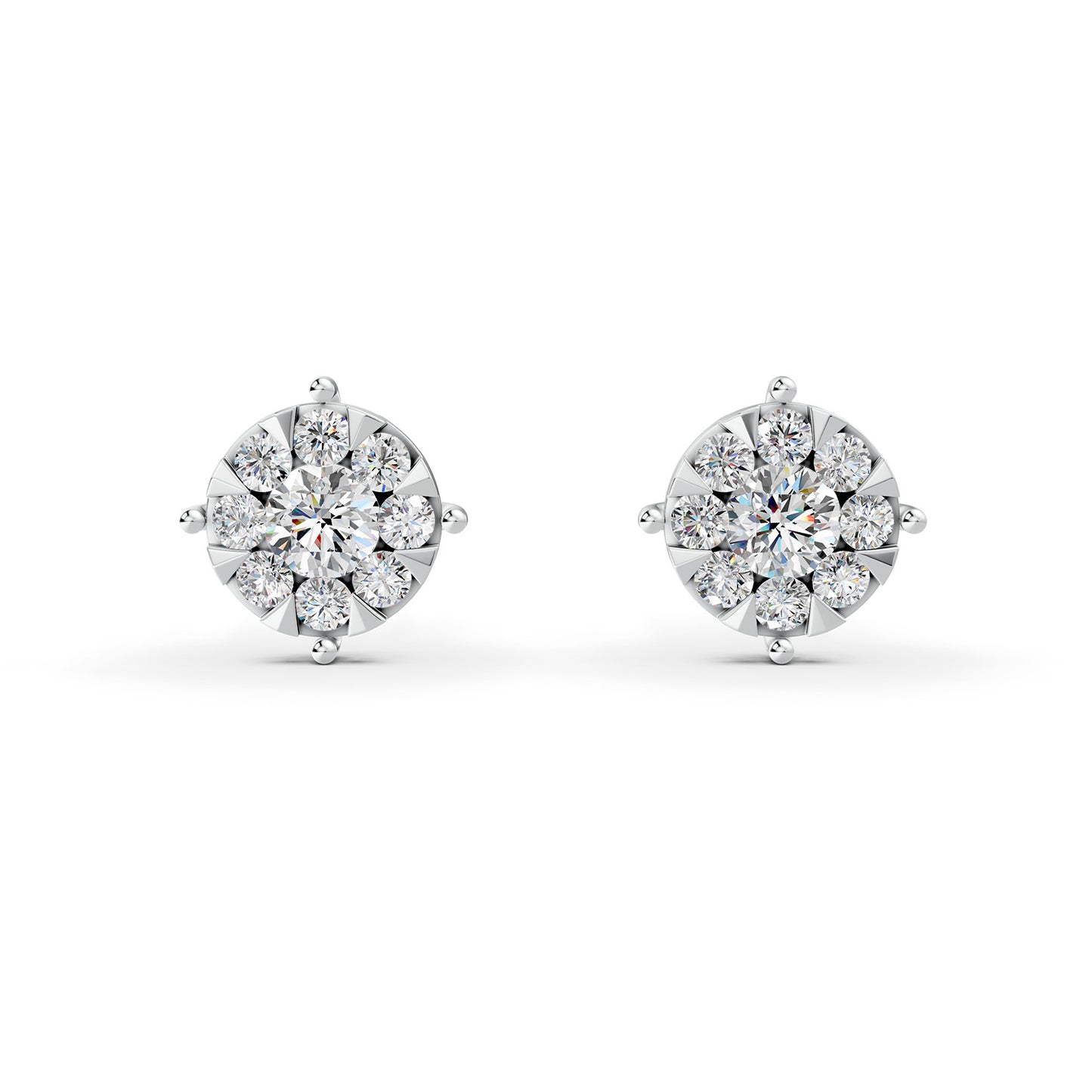 Mirage Round 1.5 Ct Look Diamond Stud Earrings in 18K Gold