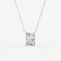 Classic Radiant Solitaire Pendant in 18K White Gold