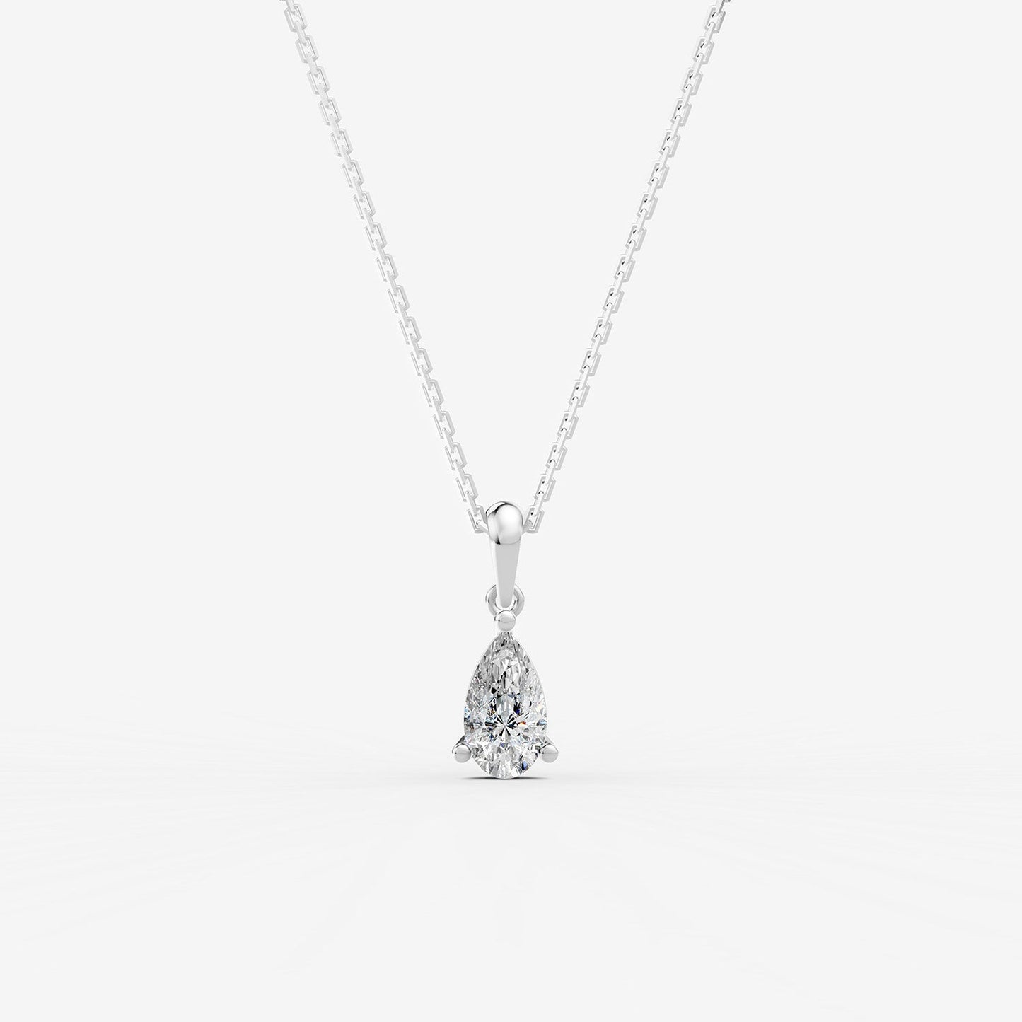 Classic Pear Solitaire Pendant in 18K White Gold