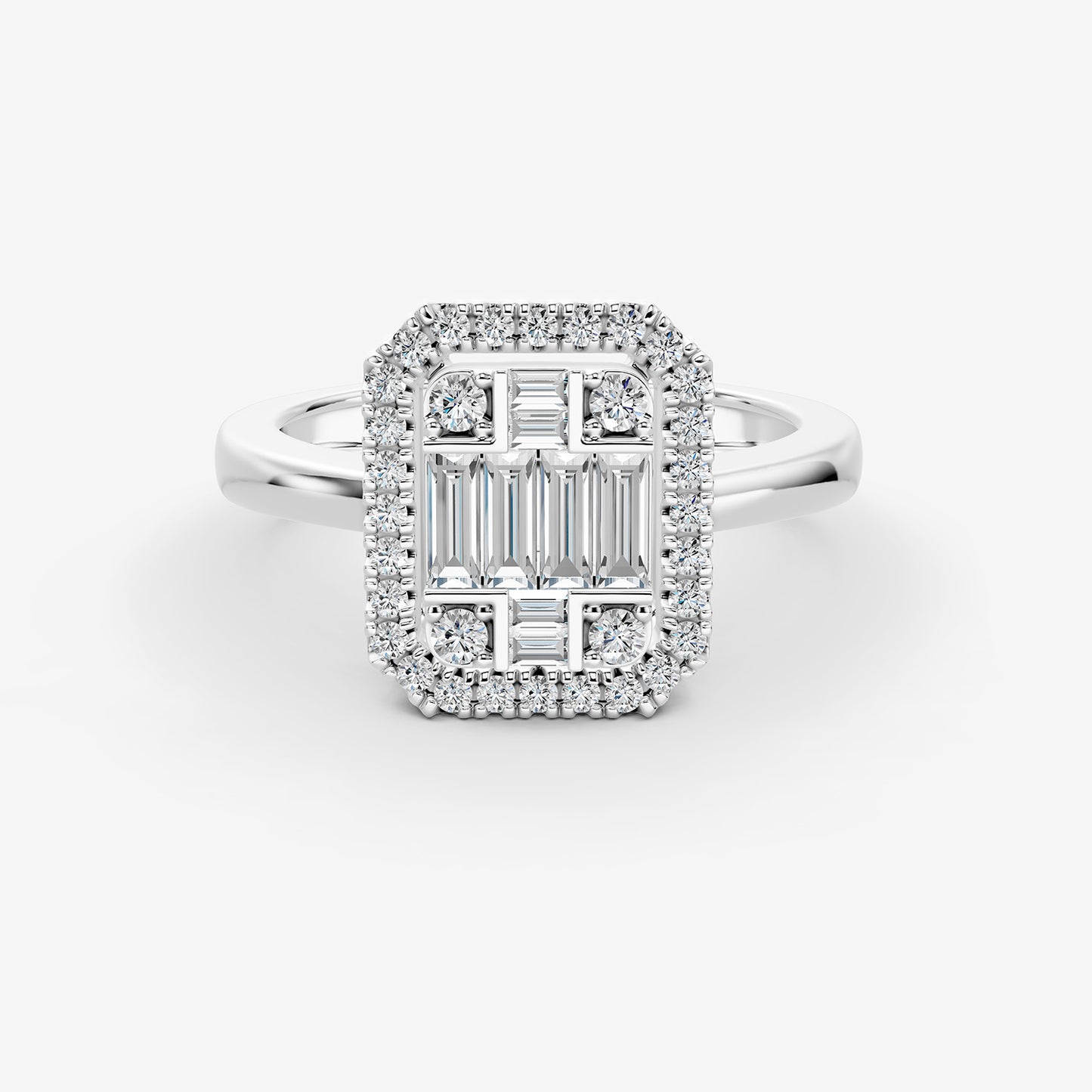 Mirage 1 Ct Look Emerald Cut Diamond Ring