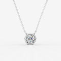 Bezel Round Solitaire Pendant in 18K White Gold