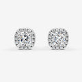 Halo Cushion Solitaire Earrings in 18K White Gold