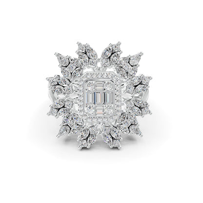 Red Carpet White Gold Diamond Sunburst Ring - Regular