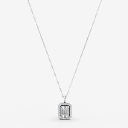 Mirage 1.5 Ct Look Emerald Cut Diamond Pendant in 18K White Gold