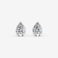 Classic Pear Solitaire Earrings in 18K White Gold