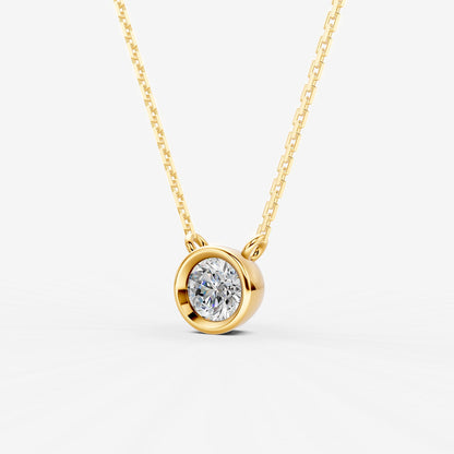 Bezel Round Solitaire Pendant in 18K Yellow Gold