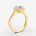 Halo Cushion Solitaire Ring in 18K Yellow Gold