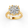 Mirage Round 1 Ct Look Diamond Engagement Ring in 18K Yellow Gold