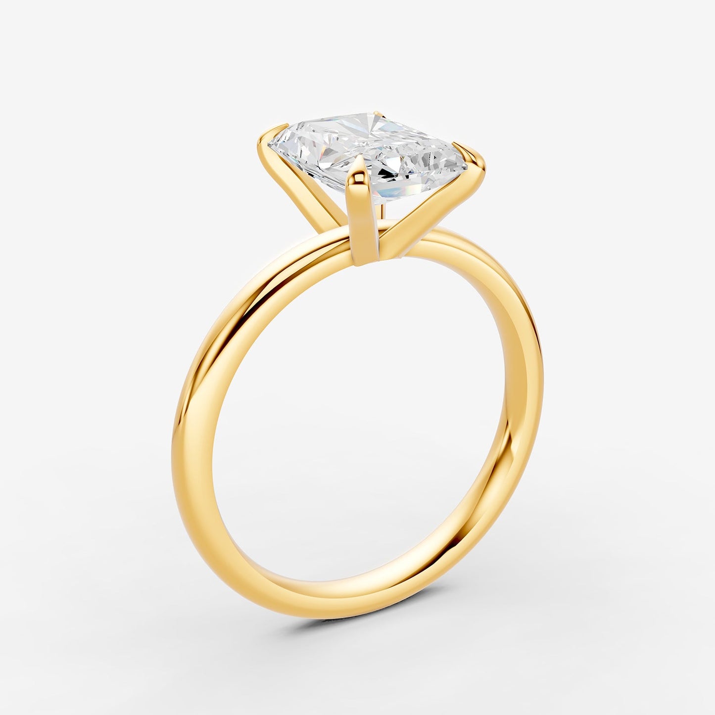 Classic Radiant Solitaire Ring in 18K Yellow Gold