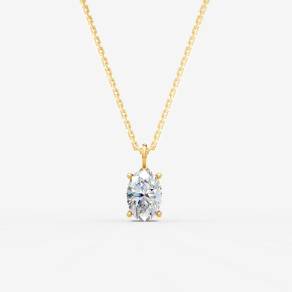 Classic Oval Solitaire Pendant in 18K Yellow Gold