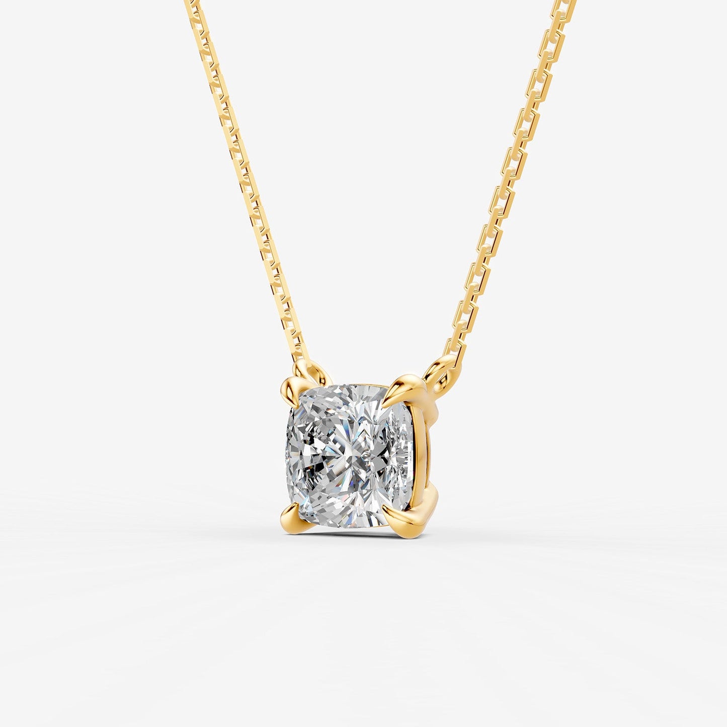 Classic Cushion Solitaire Pendant in 18K Yellow Gold
