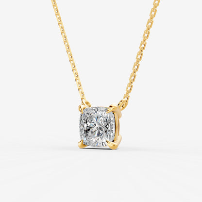 Classic Cushion Solitaire Pendant in 18K Yellow Gold