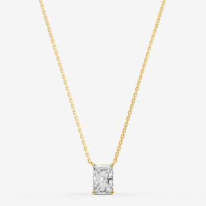 Classic Radiant Solitaire Pendant in 18K Yellow Gold