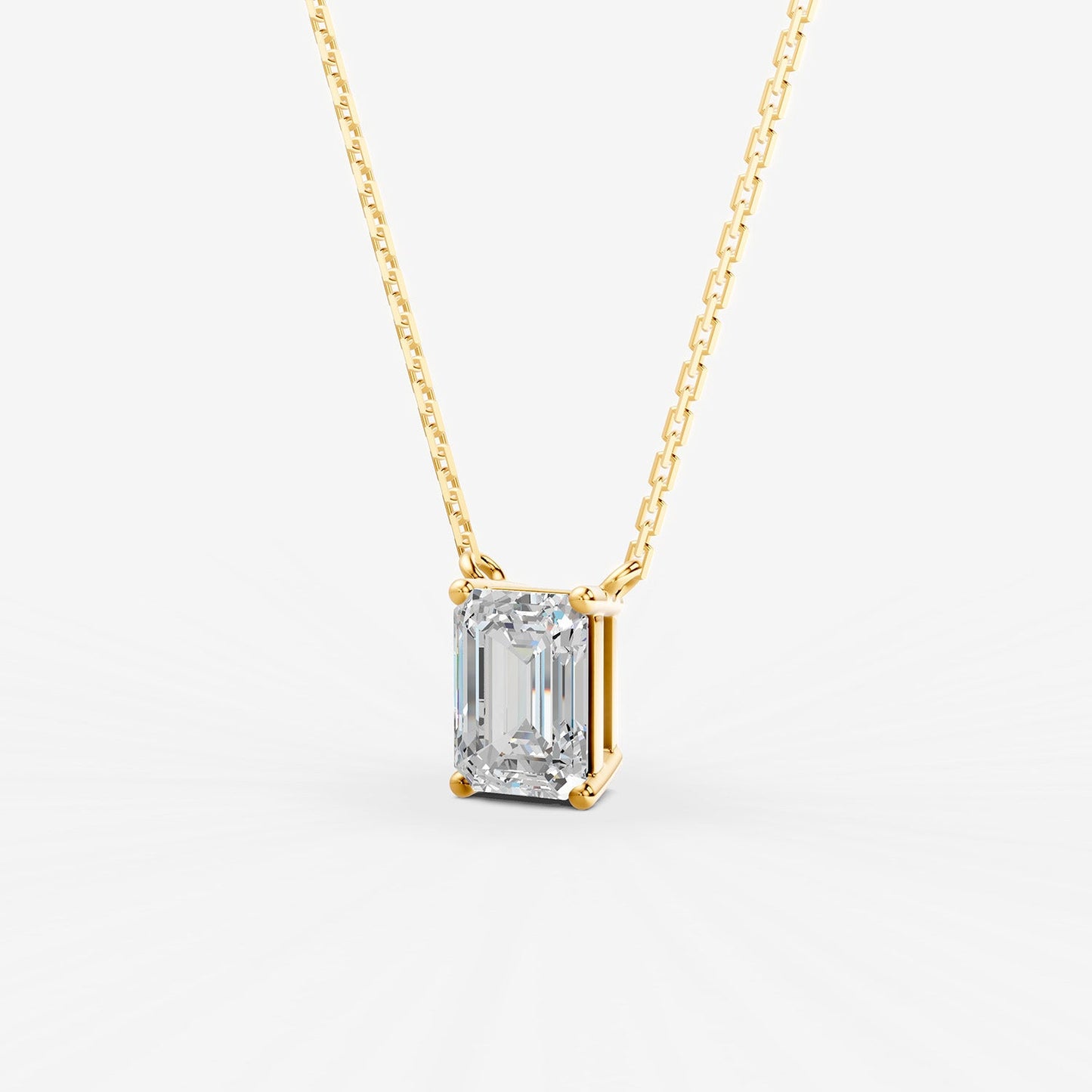 Classic Emerald Solitaire Pendant in 18K Yellow Gold