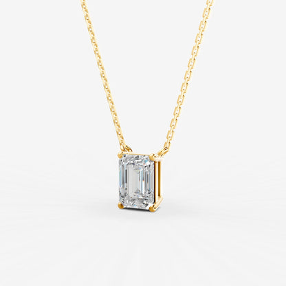 Classic Emerald Solitaire Pendant in 18K Yellow Gold