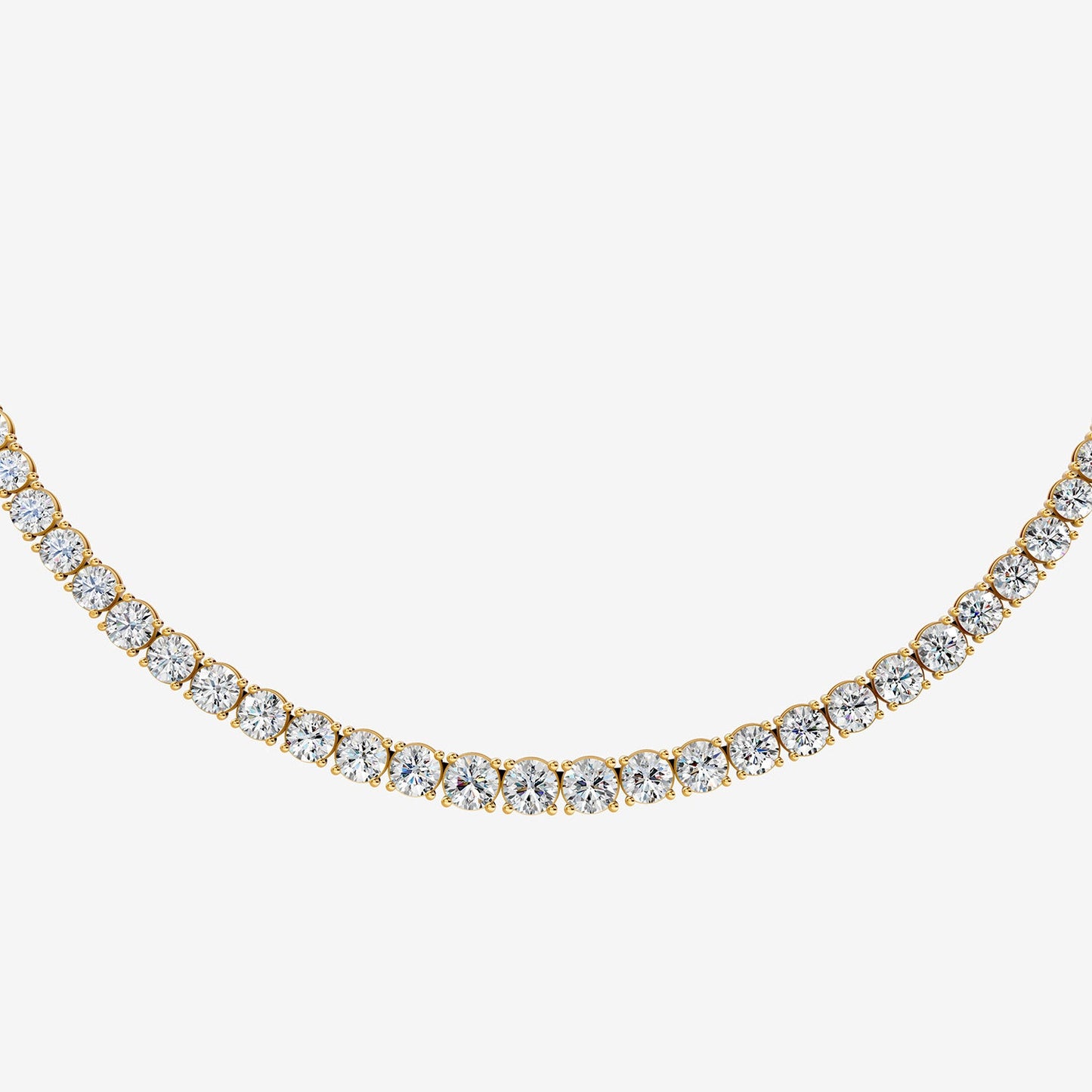Graduated Classic 15 Carat Tennis Necklace in 18K Yellow Gold