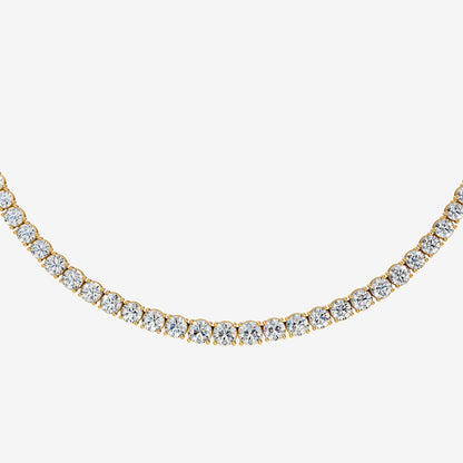 Graduated Classic 15 Carat Tennis Necklace in 18K Yellow Gold
