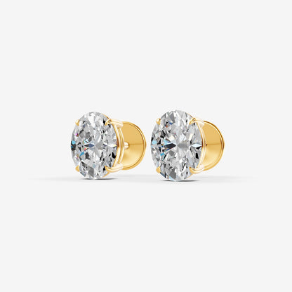 Classic Oval Solitaire Earrings in 18K Yellow Gold