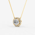 Halo Round Solitaire Pendant in 18K Yellow Gold
