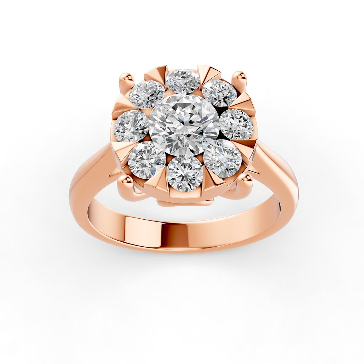 Mirage Round 3 Ct Look Diamond Engagement Ring in 18K Rose Gold