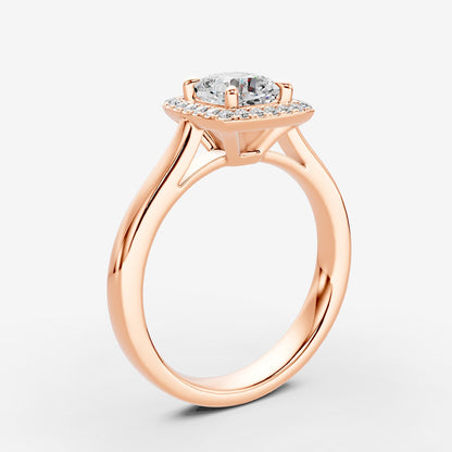Halo Cushion Solitaire Ring in 18K Rose Gold