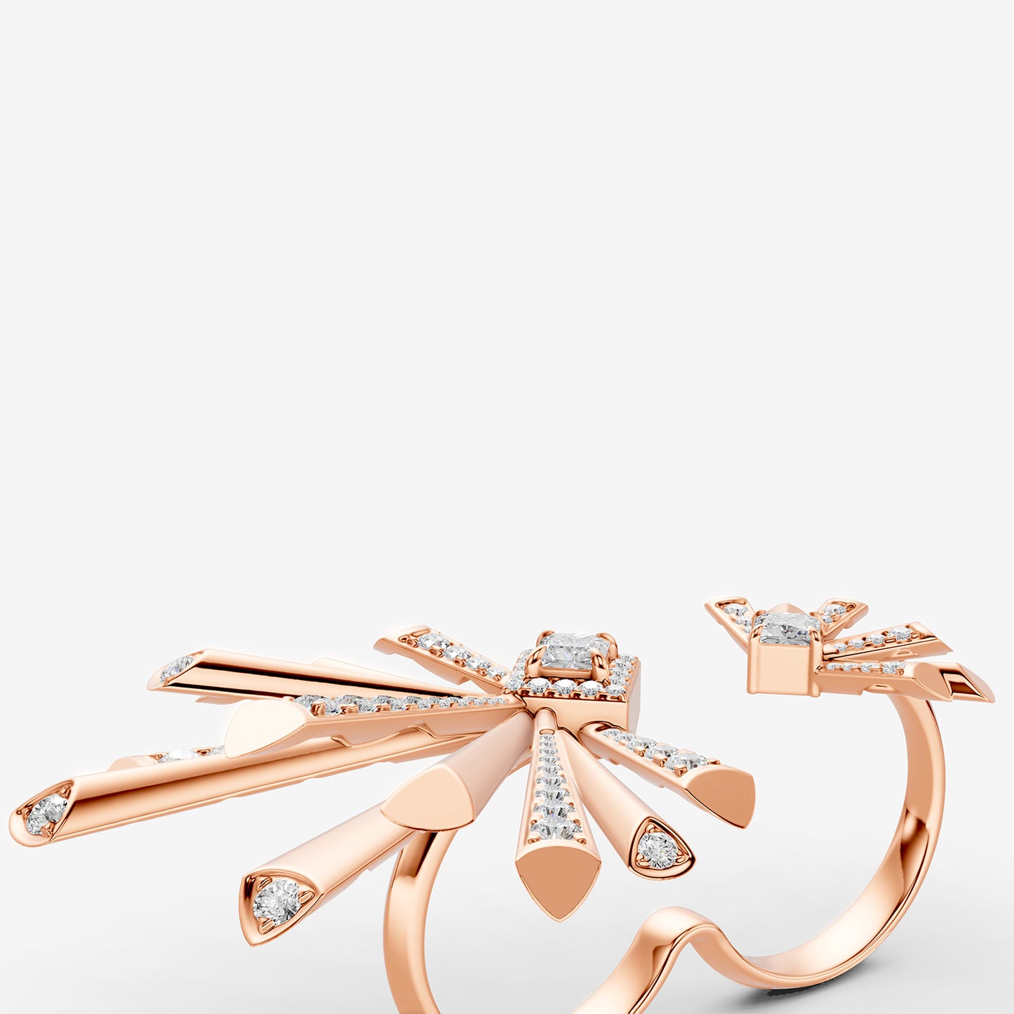 Carine Two Finger Starburst Diamond Ring