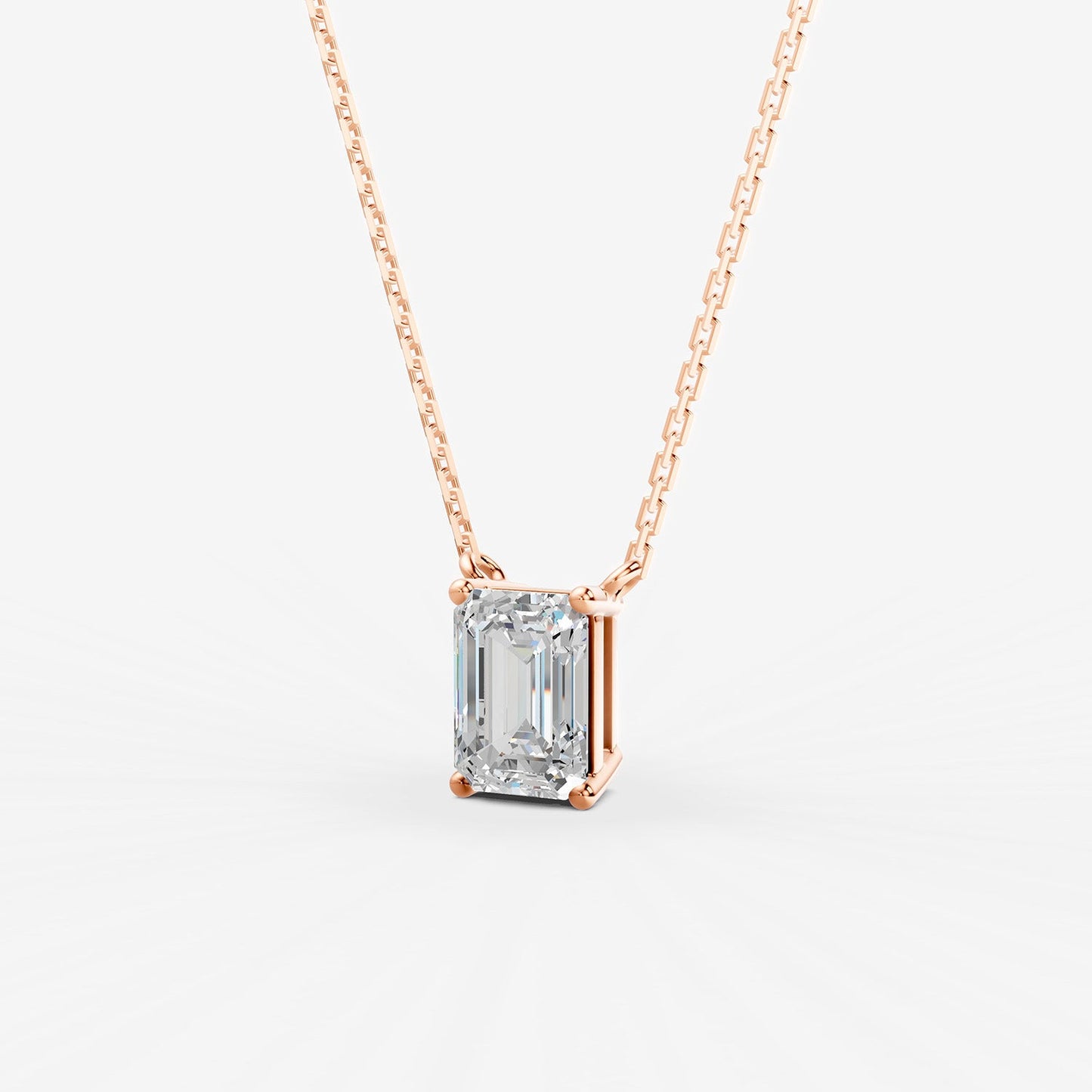 Classic Emerald Solitaire Pendant in 18K Rose Gold