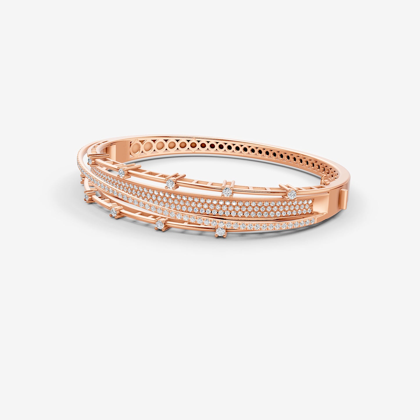 18K Rose gold Bangle set in Pave setting diamonds