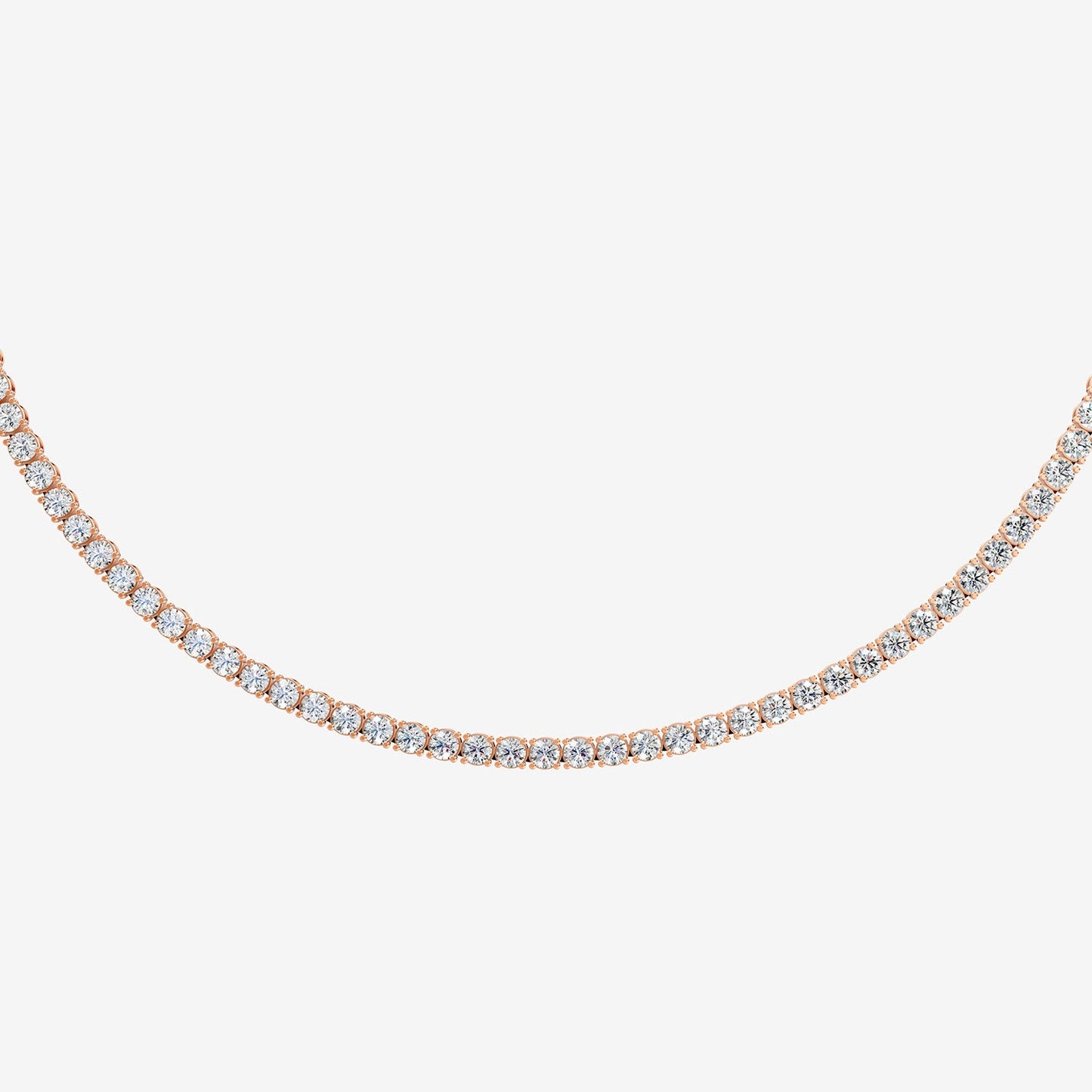 Non Graduated Classic 12 Carat Tennis Necklace in 18K Rose Gold