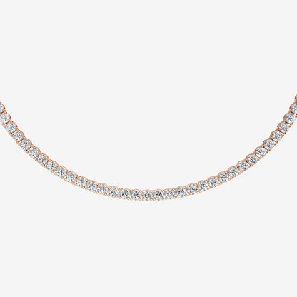Graduated Classic 7.5 Carat Tennis Necklace in 18K Rose Gold