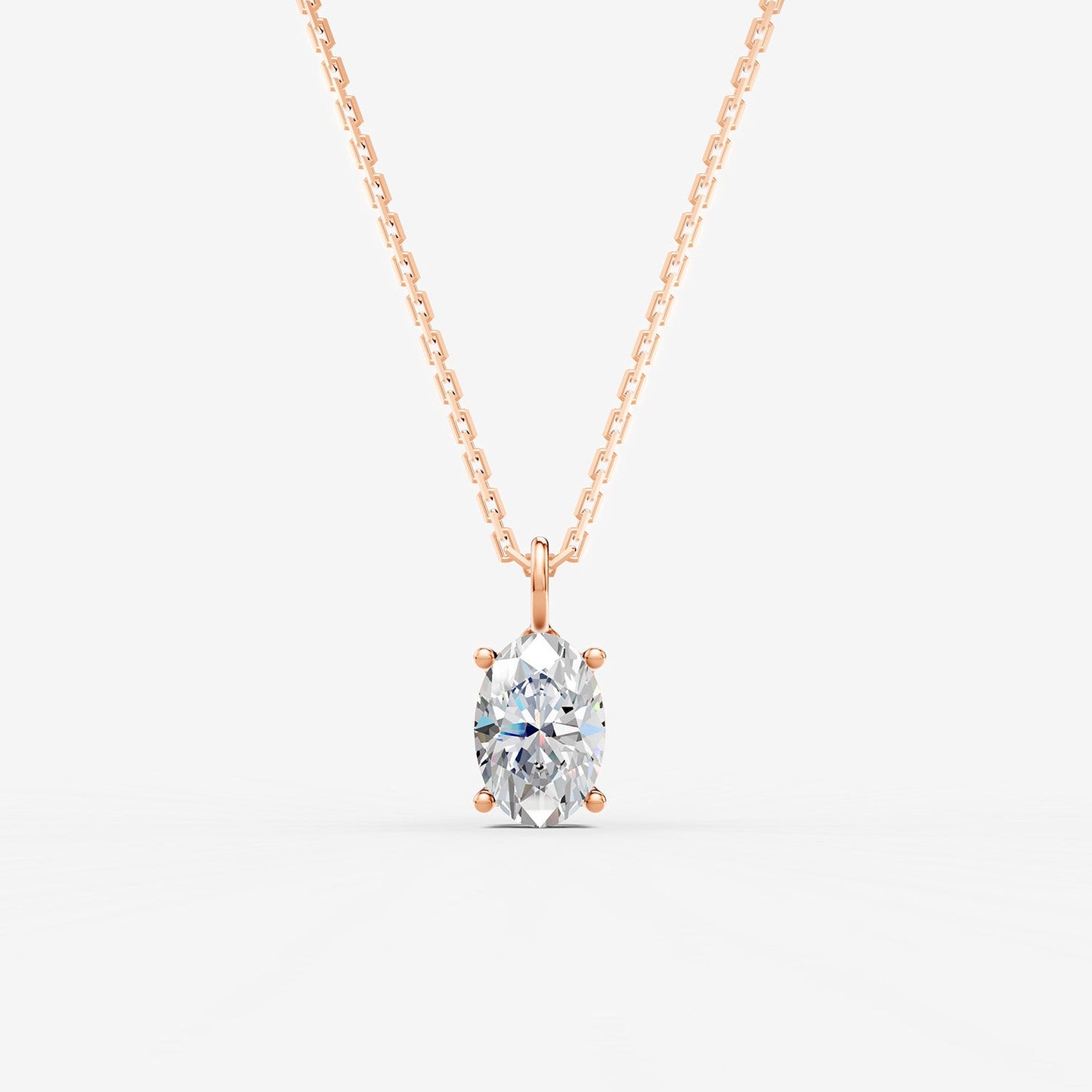 Classic Oval Solitaire Pendant in 18K Rose Gold