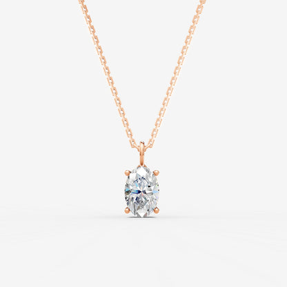 Classic Oval Solitaire Pendant in 18K Rose Gold