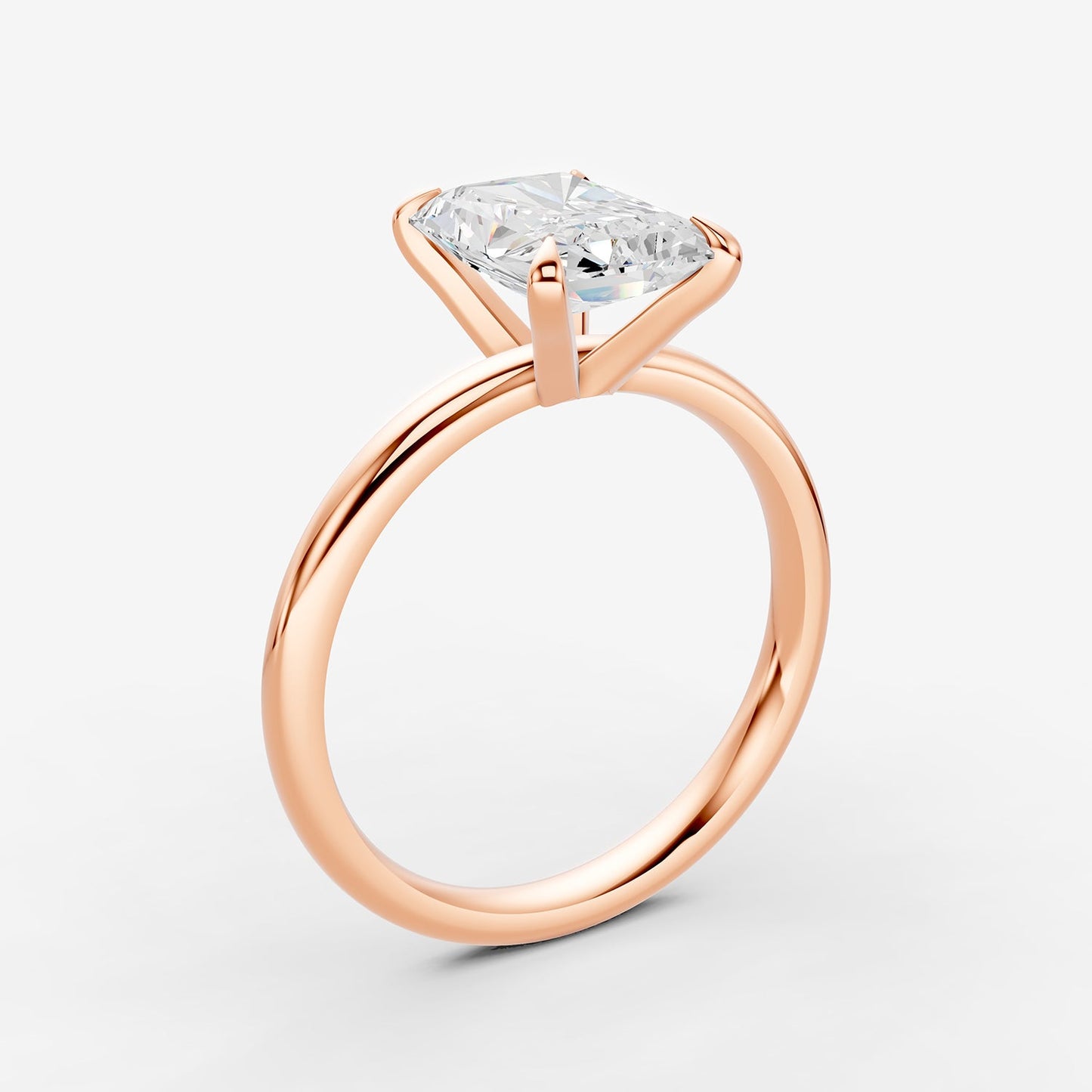Classic Radiant Solitaire Ring in 18K Rose Gold