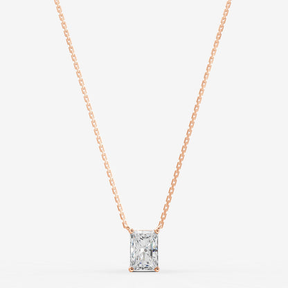 Classic Radiant Solitaire Pendant in 18K Rose Gold