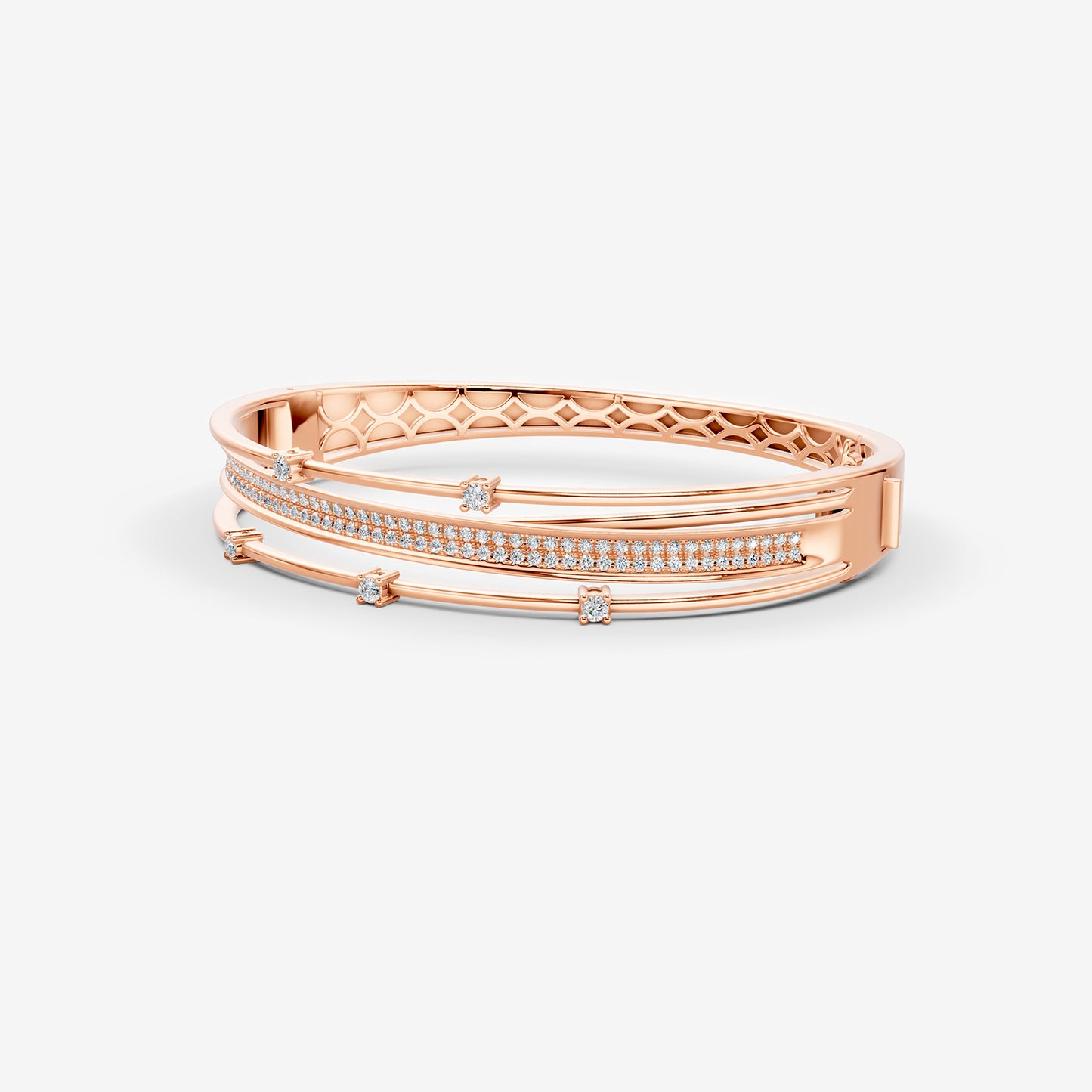 Diamond Bangle in 18K Rose Gold - Midnight Rose