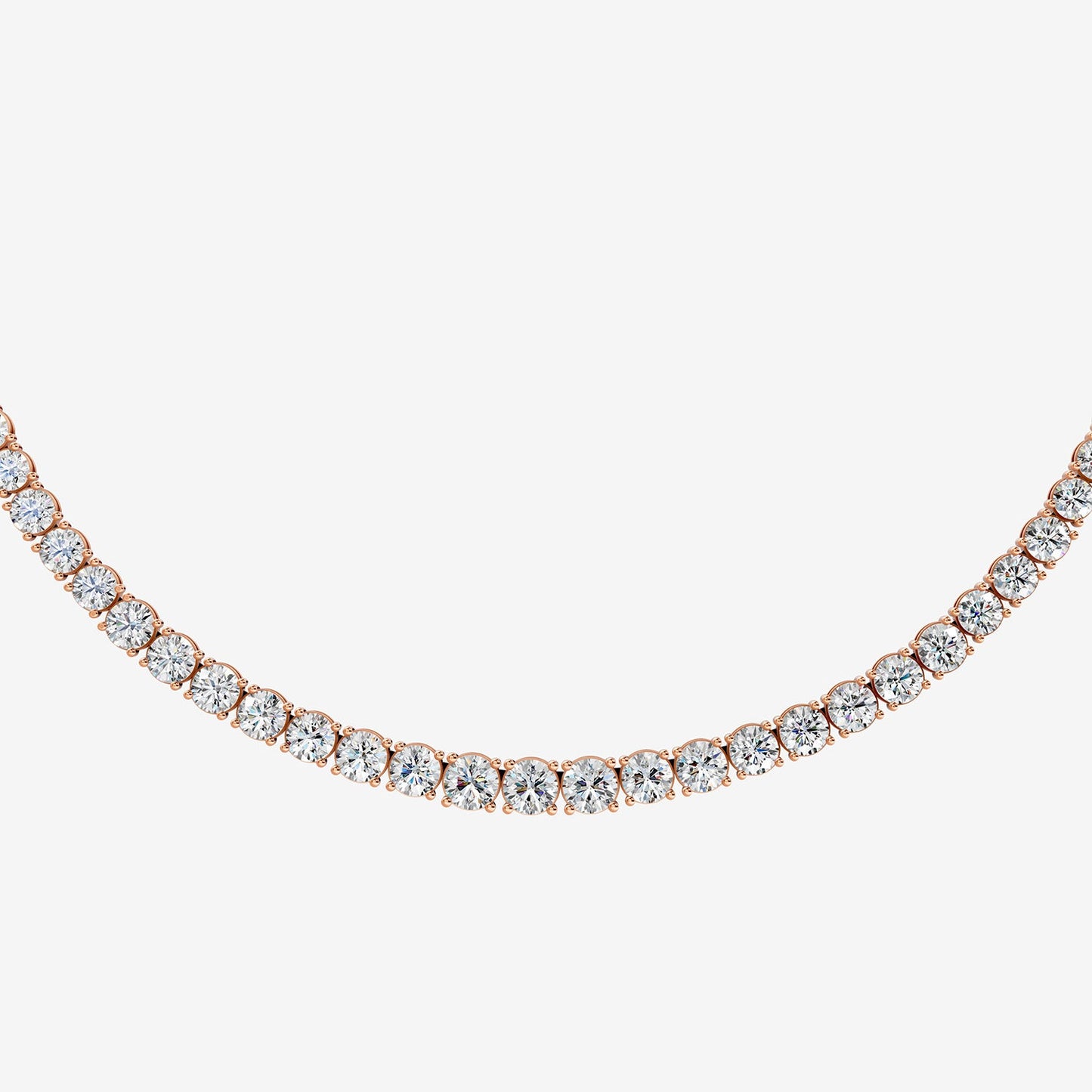 Graduated Classic 15 Carat Tennis Necklace in 18K Rose Gold
