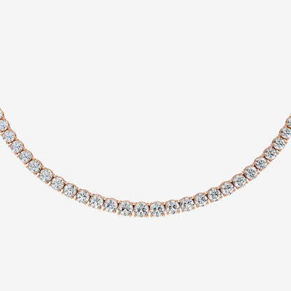 Graduated Classic 15 Carat Tennis Necklace in 18K Rose Gold