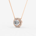 Halo Round Solitaire Pendant in 18K Rose Gold