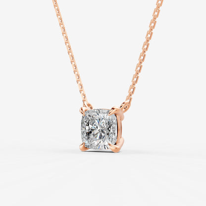 Classic Cushion Solitaire Pendant in 18K Rose Gold