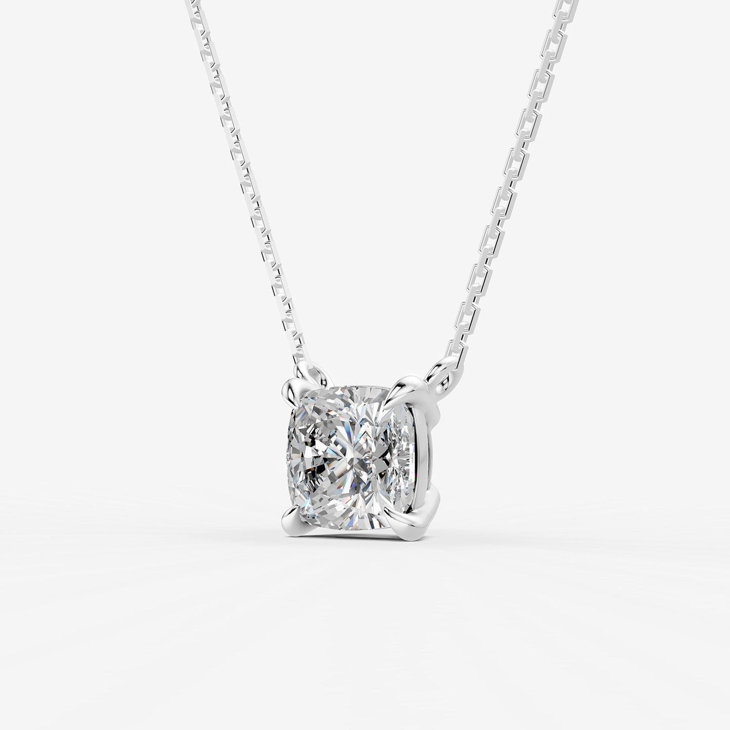 Classic Cushion Solitaire Pendant in 18K White Gold