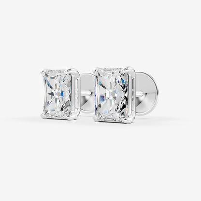 Classic Radiant Solitaire Earrings in 18K White Gold