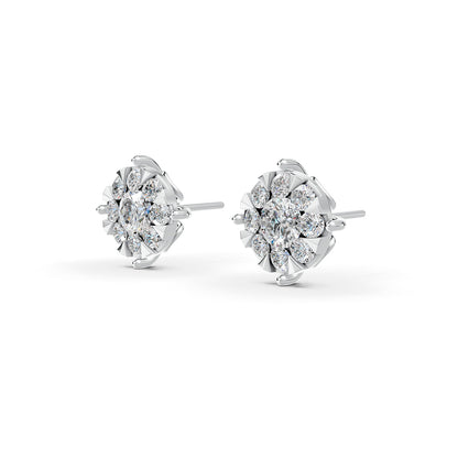 Mirage Round 1 Ct Look Diamond Stud Earrings in 18K Gold