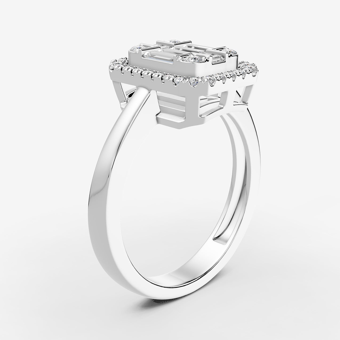 Mirage 1 Ct Look Emerald Cut Diamond Ring