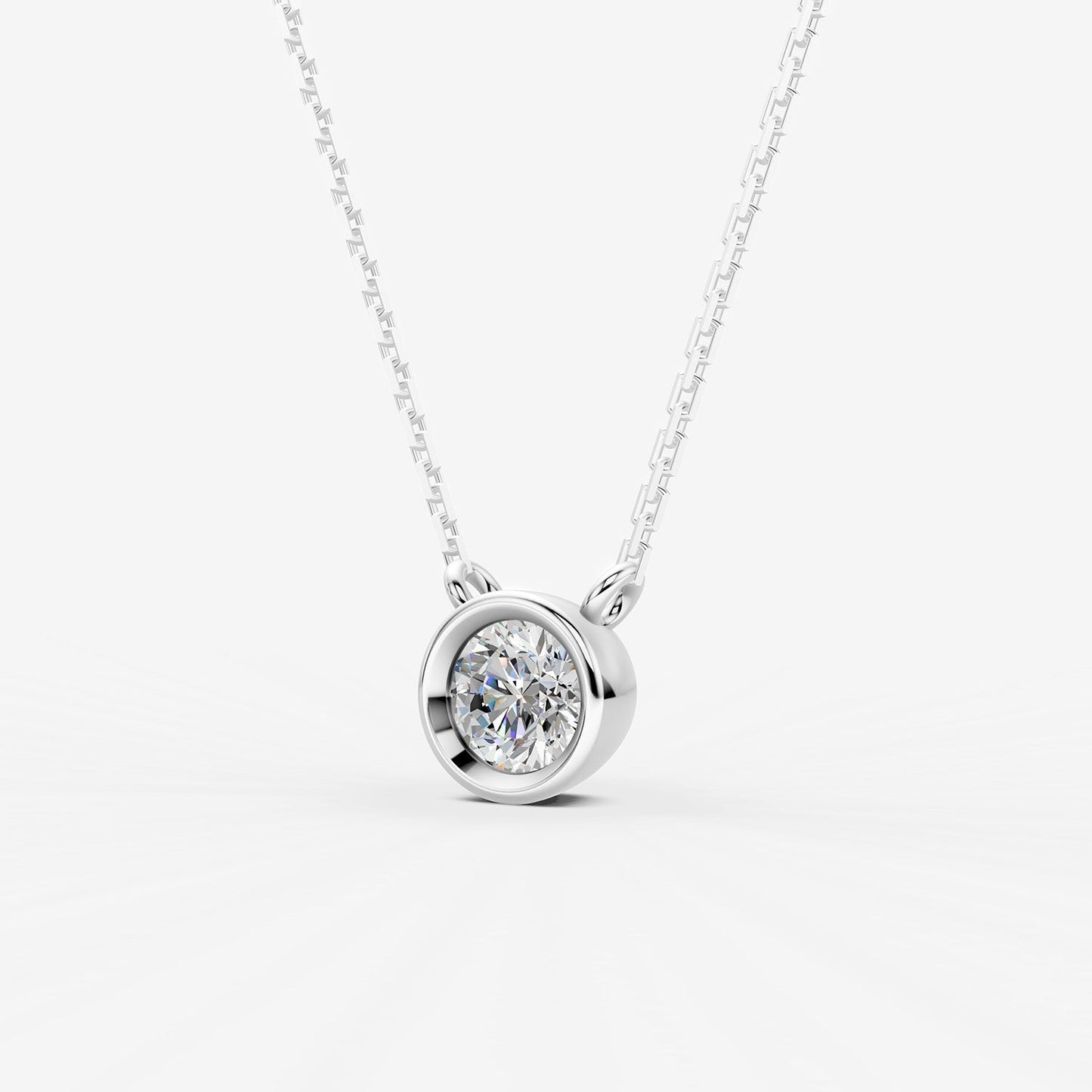 Bezel Round Solitaire Pendant in 18K White Gold