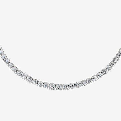 Graduated Classic 15 Carat Tennis Necklace in 18K White Gold