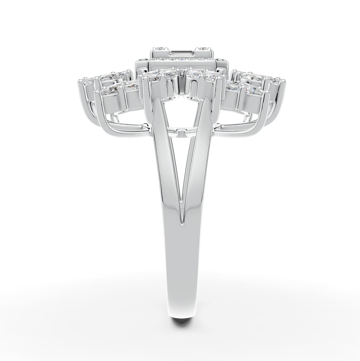 Red Carpet White Gold Diamond Sunburst Ring - Regular