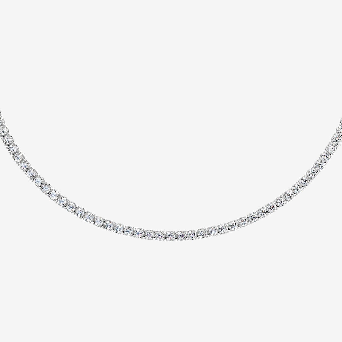 Non Graduated Classic 35 Carat Tennis Necklace in 18K White Gold